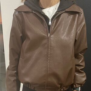 Brown Faux Leather Jacket